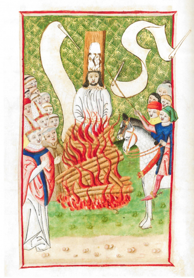 Jan Hus na hranici, iluminace z Jenského rukopisu