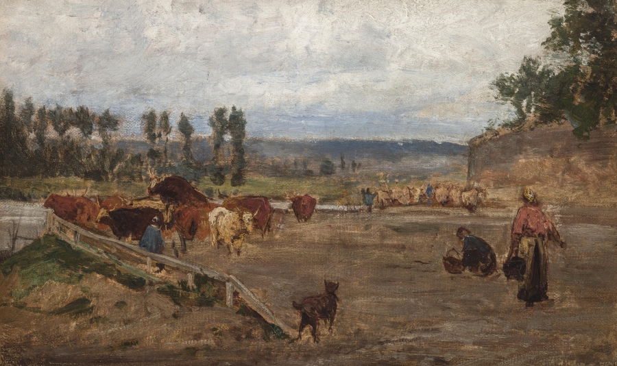 Wilhelm Riedel: Stádo krav na pastvě, 1866