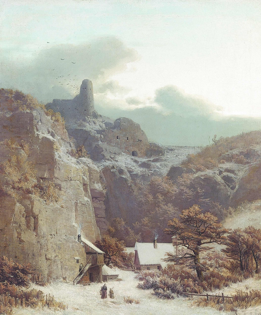 Adolf Kosárek: Zimní večer, 1859